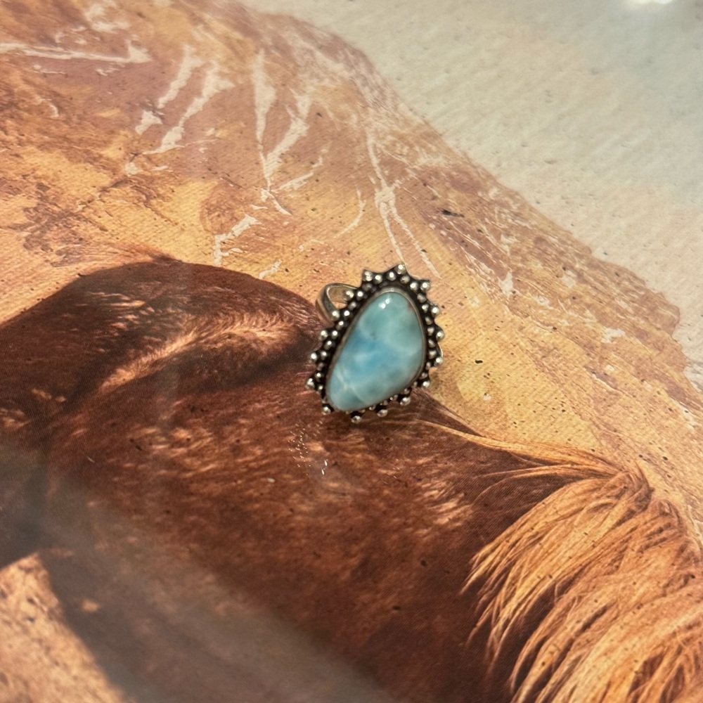 STERLING SILVER RING W LARIMAR - Picture 5 of 7